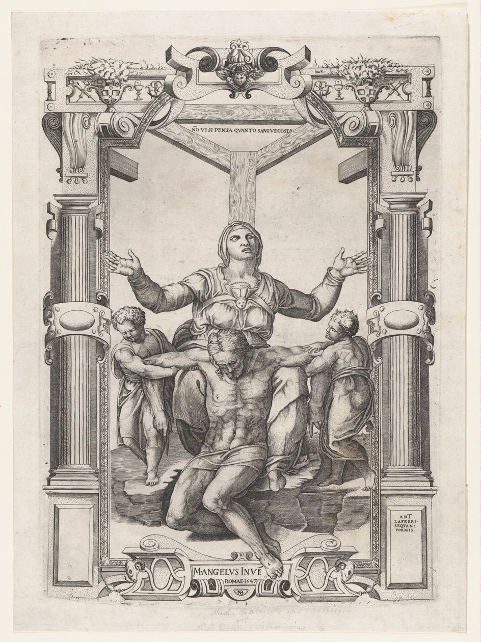 Pietà med engler foran korset, 1547., 1547. av Nicolas Beatrizet