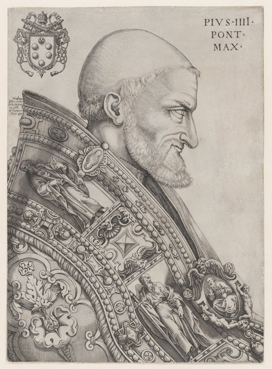 Portrett av pave Pius IV, midten av 1500-tallet., midten av 1500-tallet. av Nicolas Beatrizet