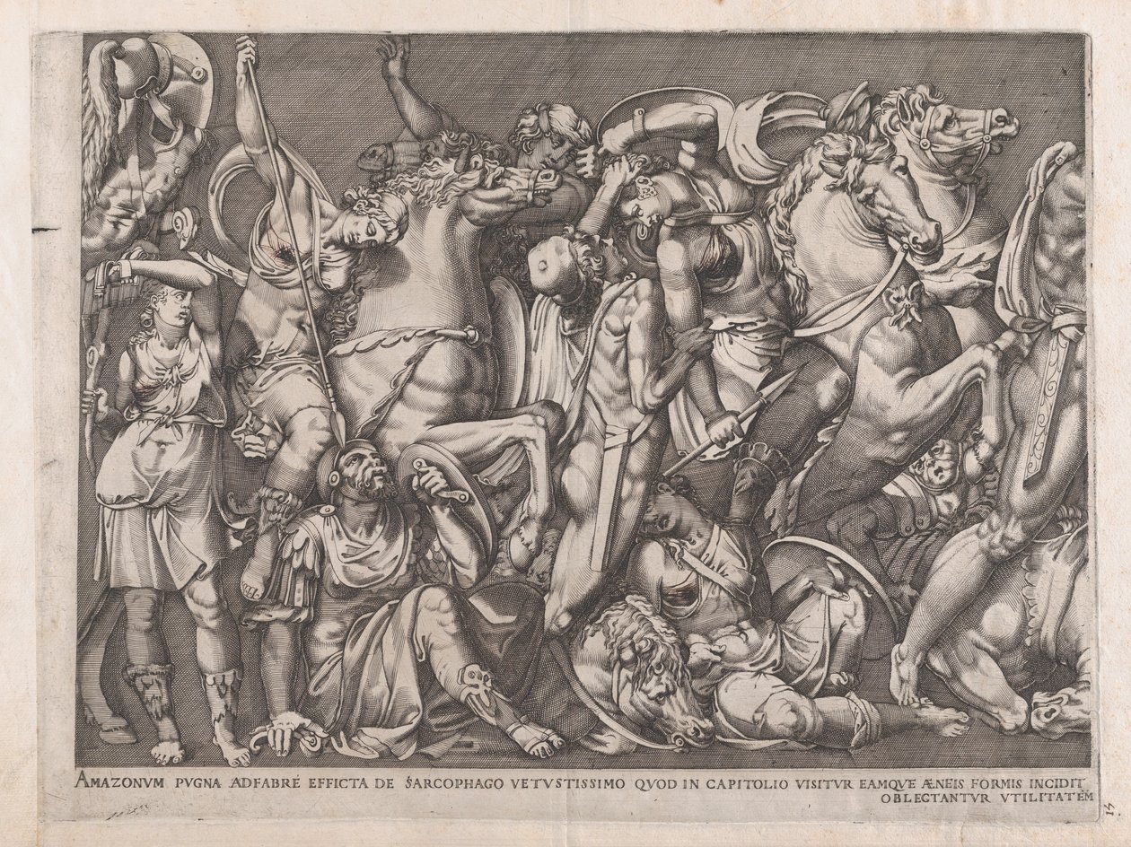 Mirror of Roman Magnificence: Battle of the Amazons, 1559., 1559. av Nicolas Beatrizet