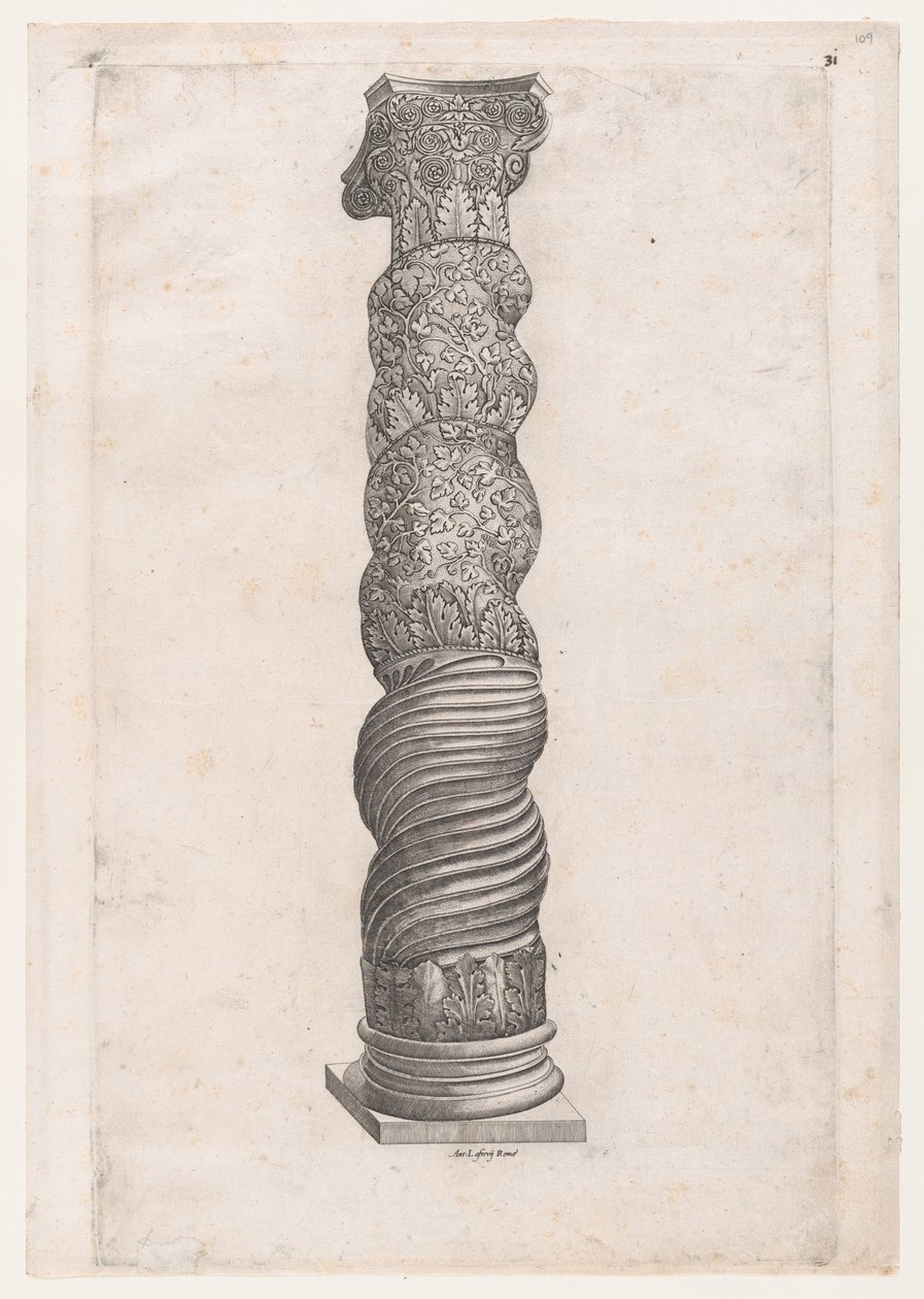 Mirror of Roman Magnificence: Grotesque Winding Column i St. Peters, 1500-tallet..., 1500-tallet. av Nicolas Beatrizet