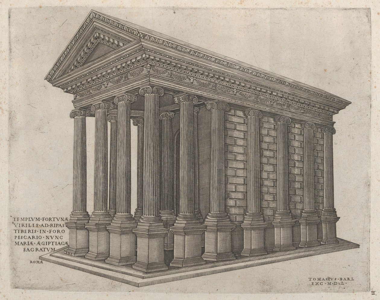Mirror of Roman Magnificence: The Temple of Fortune i Roma, 1500-tallet., 1500-tallet. av Nicolas Beatrizet