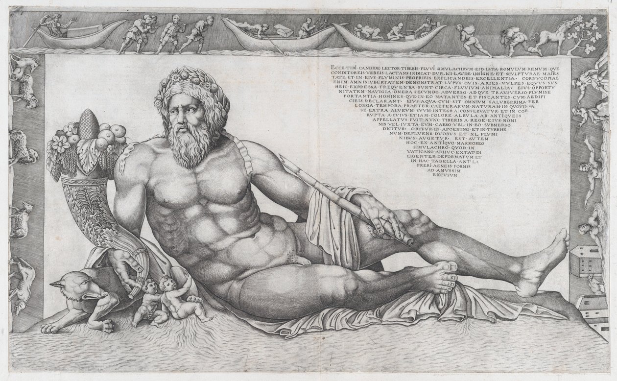 Mirror of Roman Magnificence: The Tiber, midten av 1500-tallet, midten av 1500-tallet. av Nicolas Beatrizet
