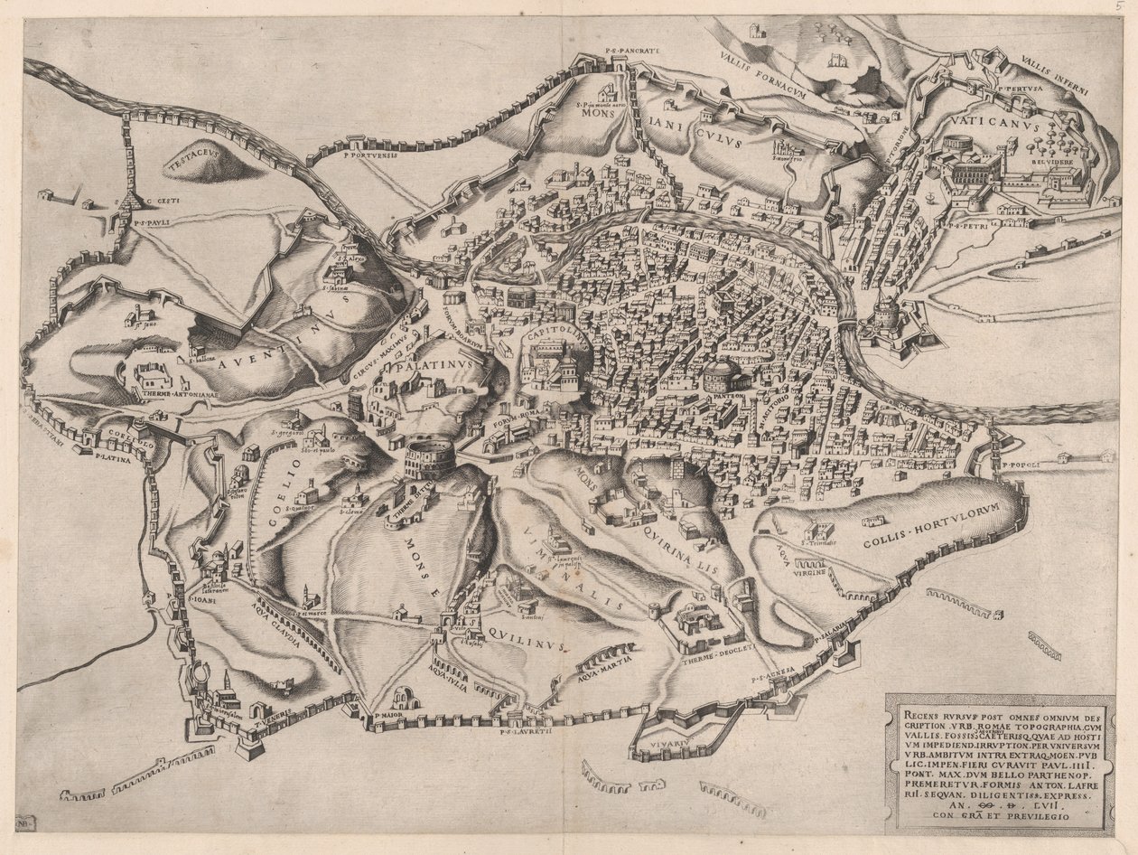 Mirror of Roman Magnificence: Utsikt over Roma fra øst, 1500-tallet., 1500-tallet. av Nicolas Beatrizet