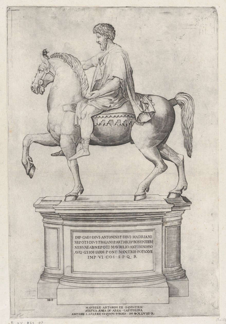Rytterstatuen av Marcus Aurelius på Capitol, 1548., 1548. av Nicolas Beatrizet