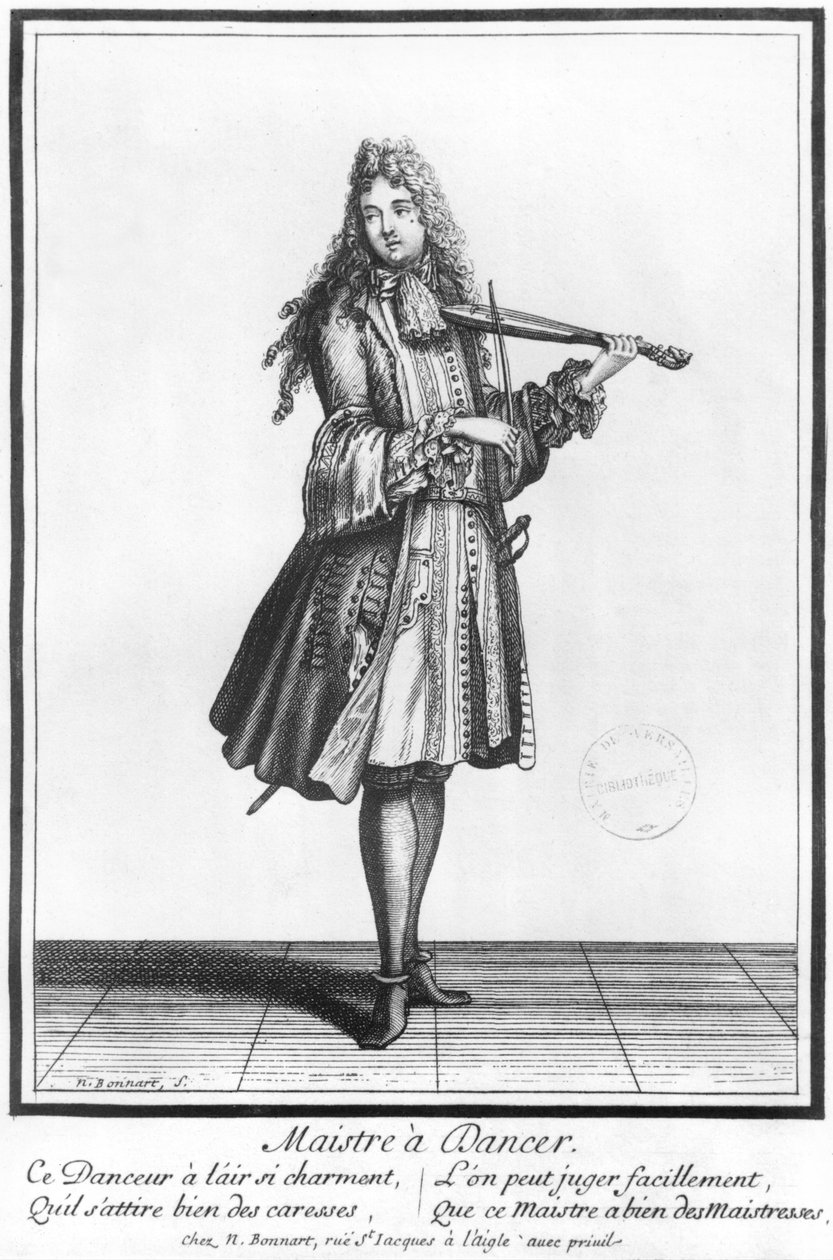 Den dansende mesteren (gravering) (bw-bilde) av Nicolas Bonnart