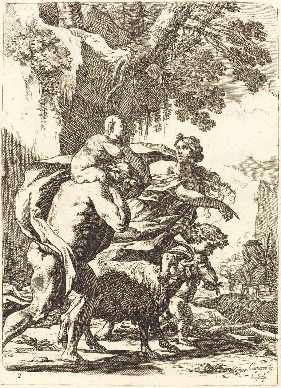 Faun og Bacchante med et barn av Nicolas Chapron