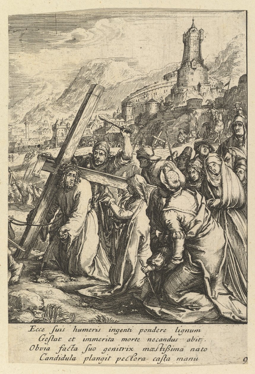 Kristus bærer korset, fra The Passion of Christ, midten av 1600-tallet. av Nicolas Cochin