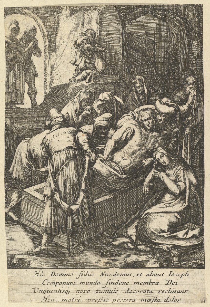 Entombment, fra The Passion of Christ, midten av 1600-tallet. av Nicolas Cochin