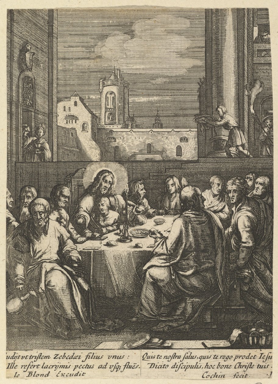 Nattverden, fra The Passion of Christ, midten av 1600-tallet. av Nicolas Cochin