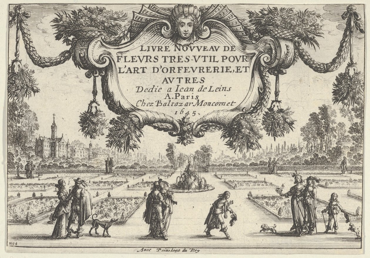 Tittelplate, fra New Book of Very Useful Flowers, 1645., 1645. av Nicolas Cochin