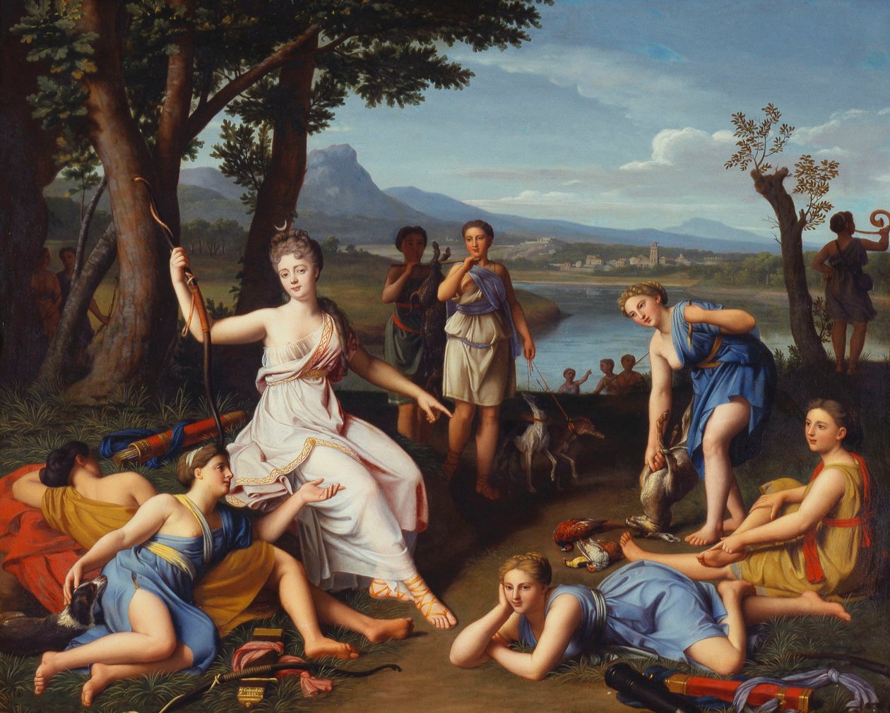 Portrett av en dame som Diana på vei tilbake fra jakten, 1698 av Nicolas Colombel