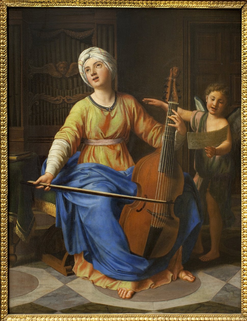 Saint Cecile. Maleri av Nicolas Colombel (1646-1717), olje på tre. Fransk kunst fra 1600- og 1700-tallet. Musee des Beaux Arts de Rouen. av Nicolas Colombel