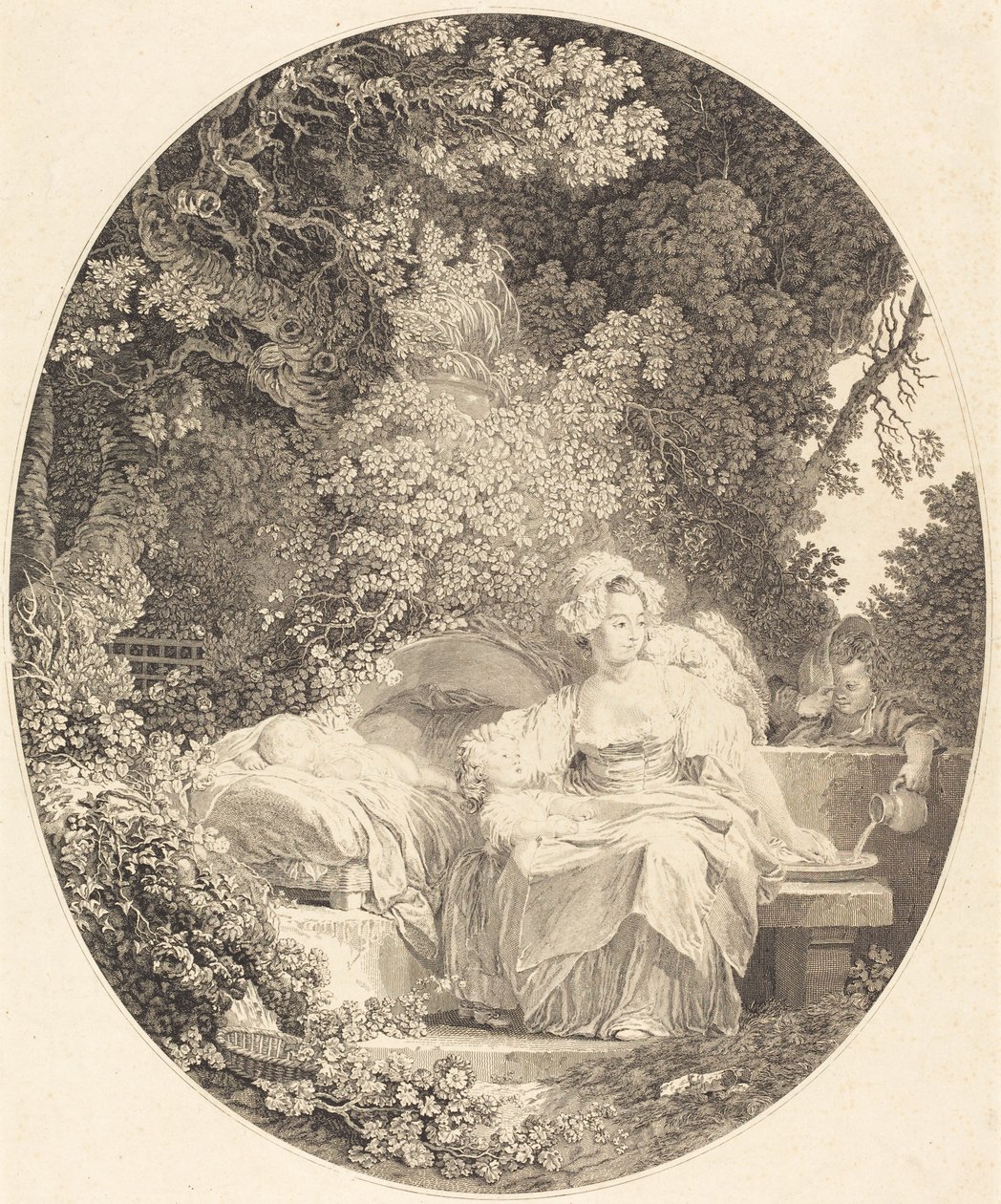 Den gode mor av Nicolas Delaunay after Jean Honoré Fragonard