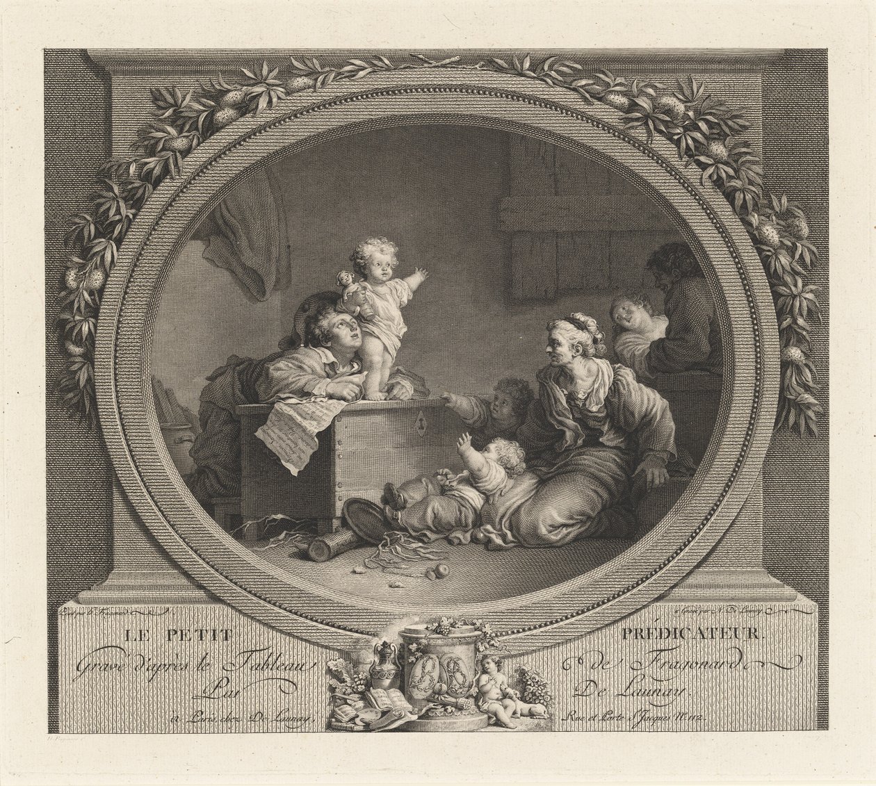 Den lille predikanten av Nicolas Delaunay after Jean Honoré Fragonard