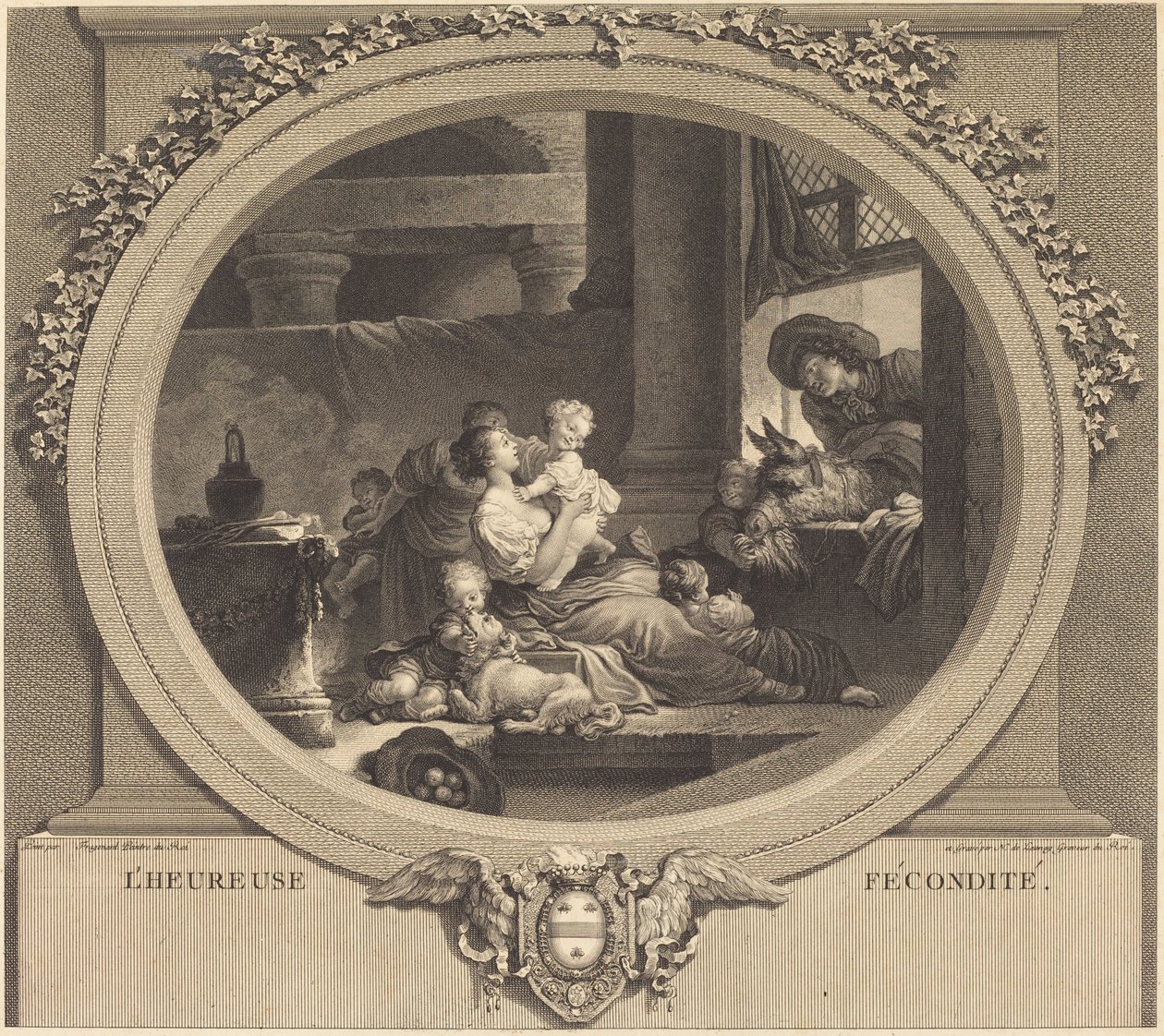 Den lykkelige fruktbarheten av Nicolas Delaunay after Jean Honoré Fragonard