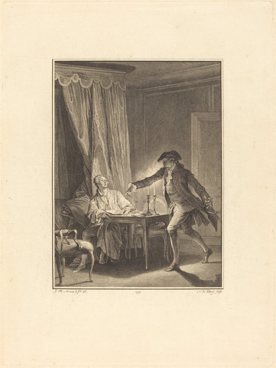Ah! Ung mann til din velgjører av Nicolas Delaunay after Jean Michel Moreau