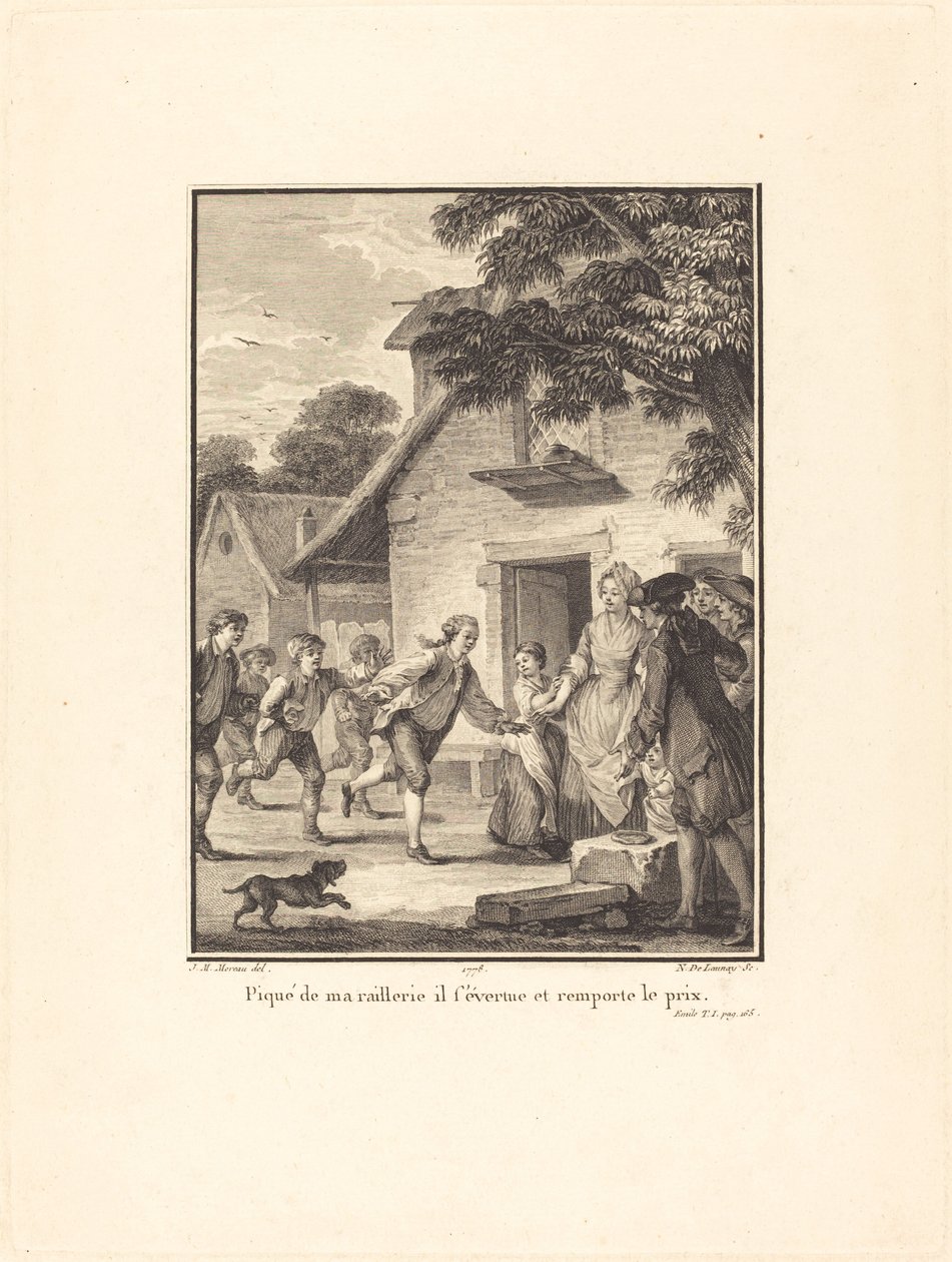 Stikk av hån min strever han og vinner prisen av Nicolas Delaunay after Jean Michel Moreau