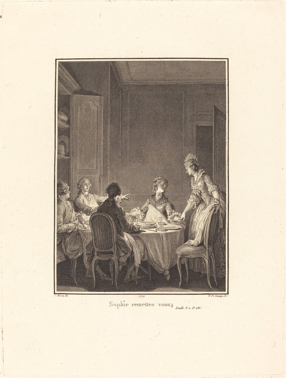 Sophie kom over deg selv av Nicolas Delaunay after Jean Michel Moreau