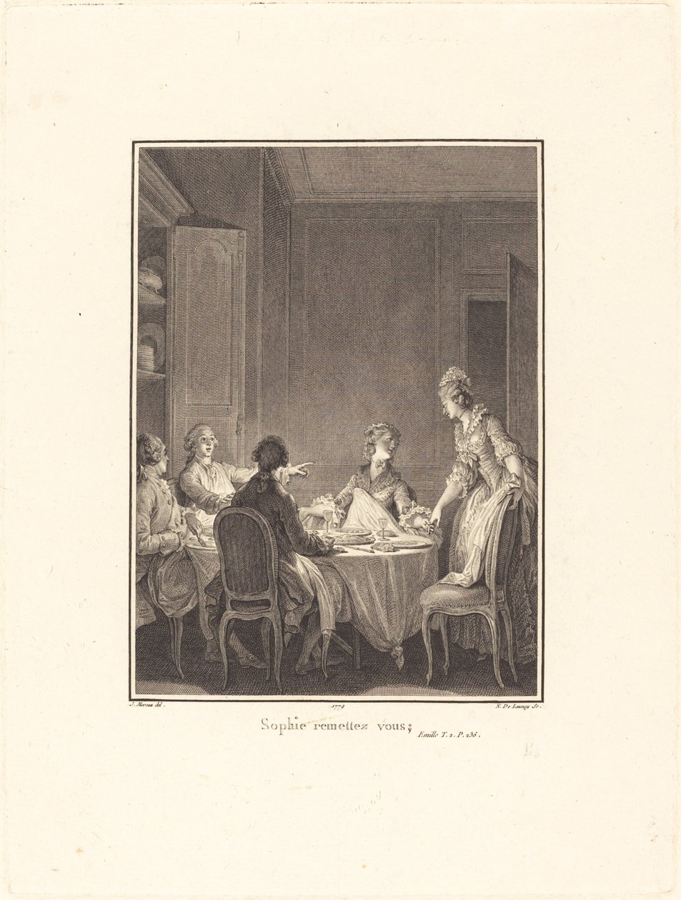 Sophie kom over deg selv av Nicolas Delaunay after Jean Michel Moreau