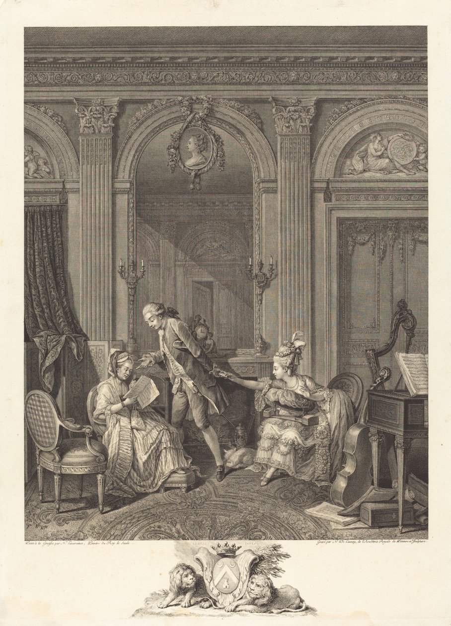 Den søte billetten av Nicolas Delaunay after Nicolas Lavreince