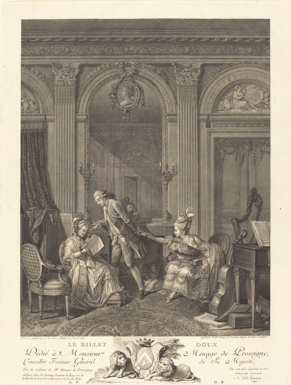 Den søte billetten av Nicolas Delaunay after Nicolas Lavreince