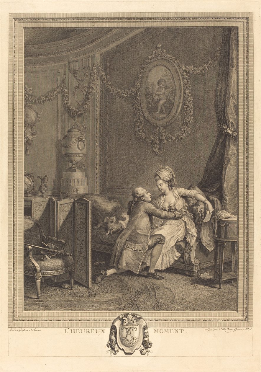 Det lykkelige øyeblikket av Nicolas Delaunay after Nicolas Lavreince