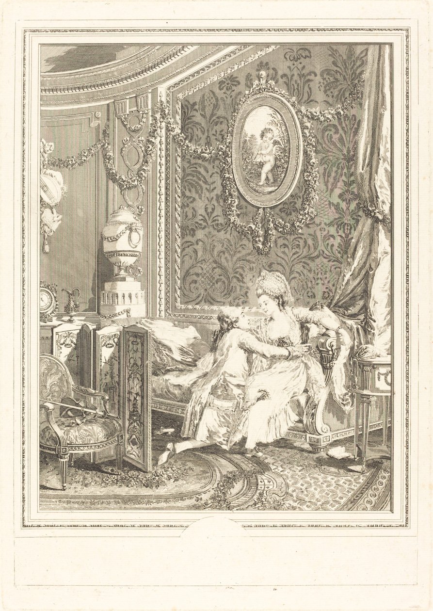 Det lykkelige øyeblikket av Nicolas Delaunay after Nicolas Lavreince