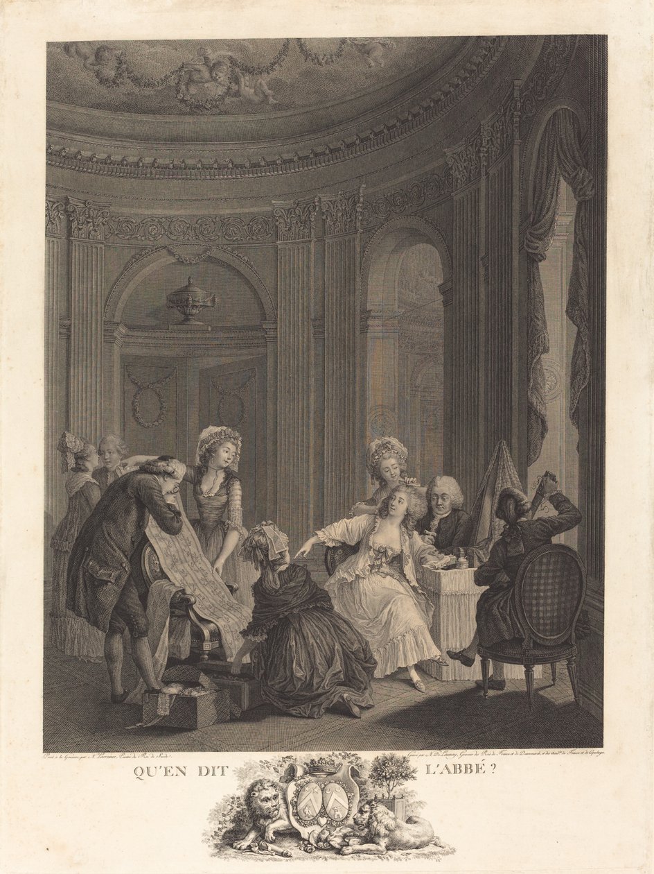 Hva sier abbeden? av Nicolas Delaunay after Nicolas Lavreince