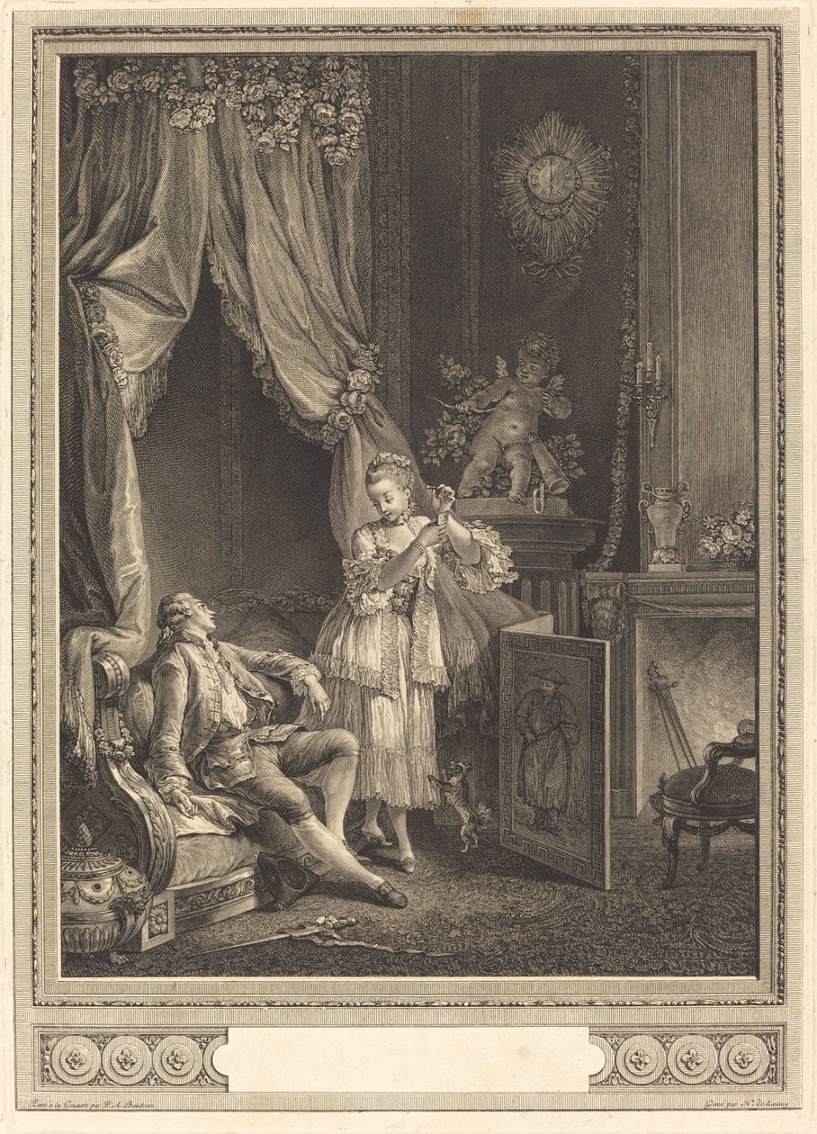 Den utmattede kogger av Nicolas Delaunay after Pierre Antoine Baudouin