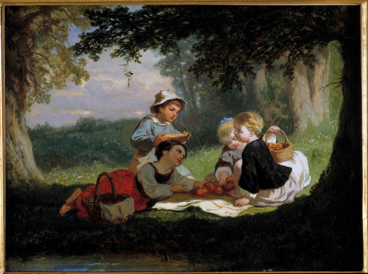 Le gouter champetre Maleri av Nicolas Gabe (1814-1865) Privatsamling fra 1800-tallet av Nicolas Edward Gabe