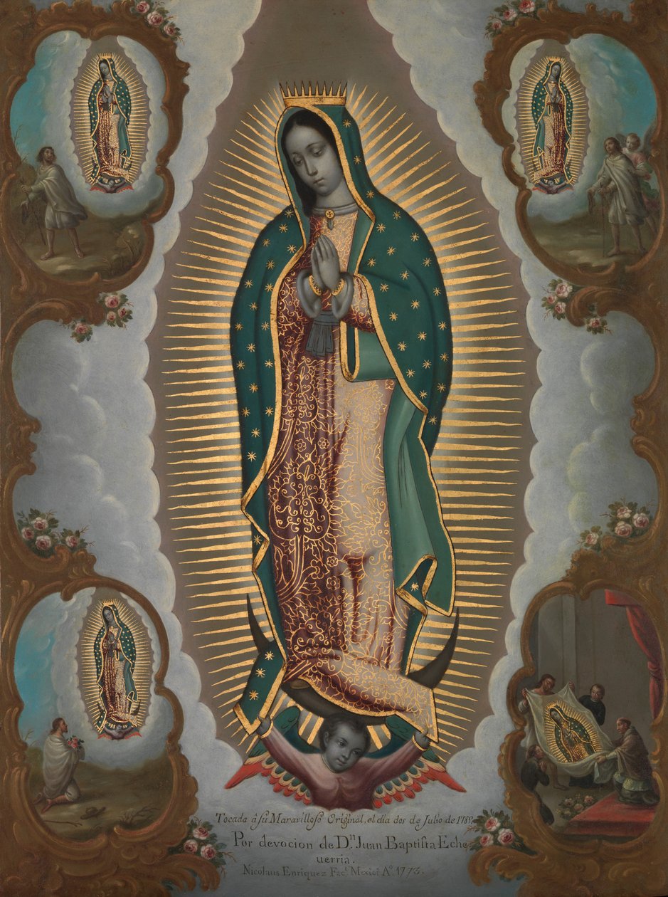 Jomfruen fra Guadalupe med de fire åpenbaringer av Nicolás Enríquez