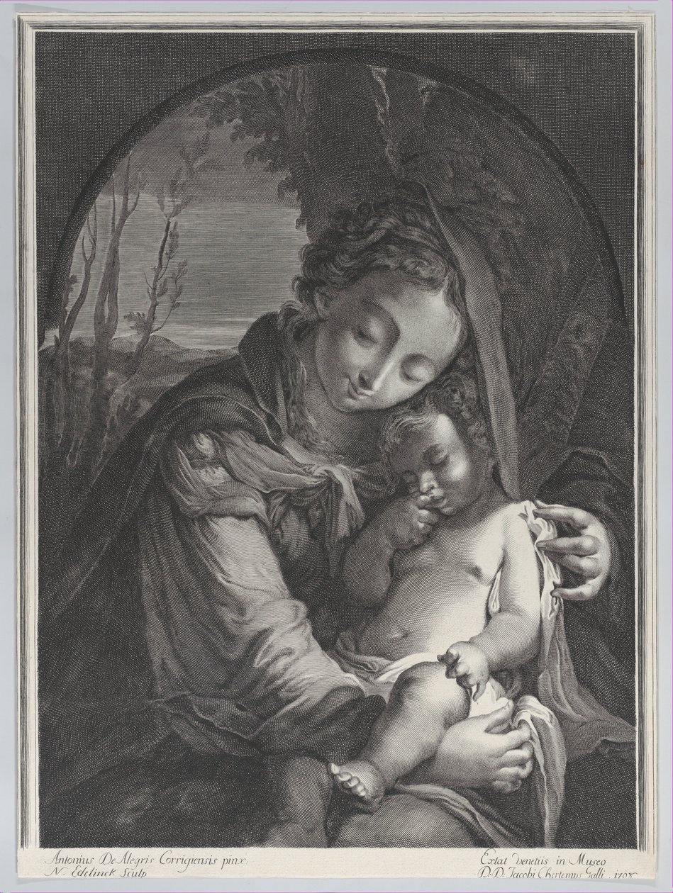 Jomfru med det sovende Kristusbarn, 1708., 1708. av Nicolas Etienne Edelinck