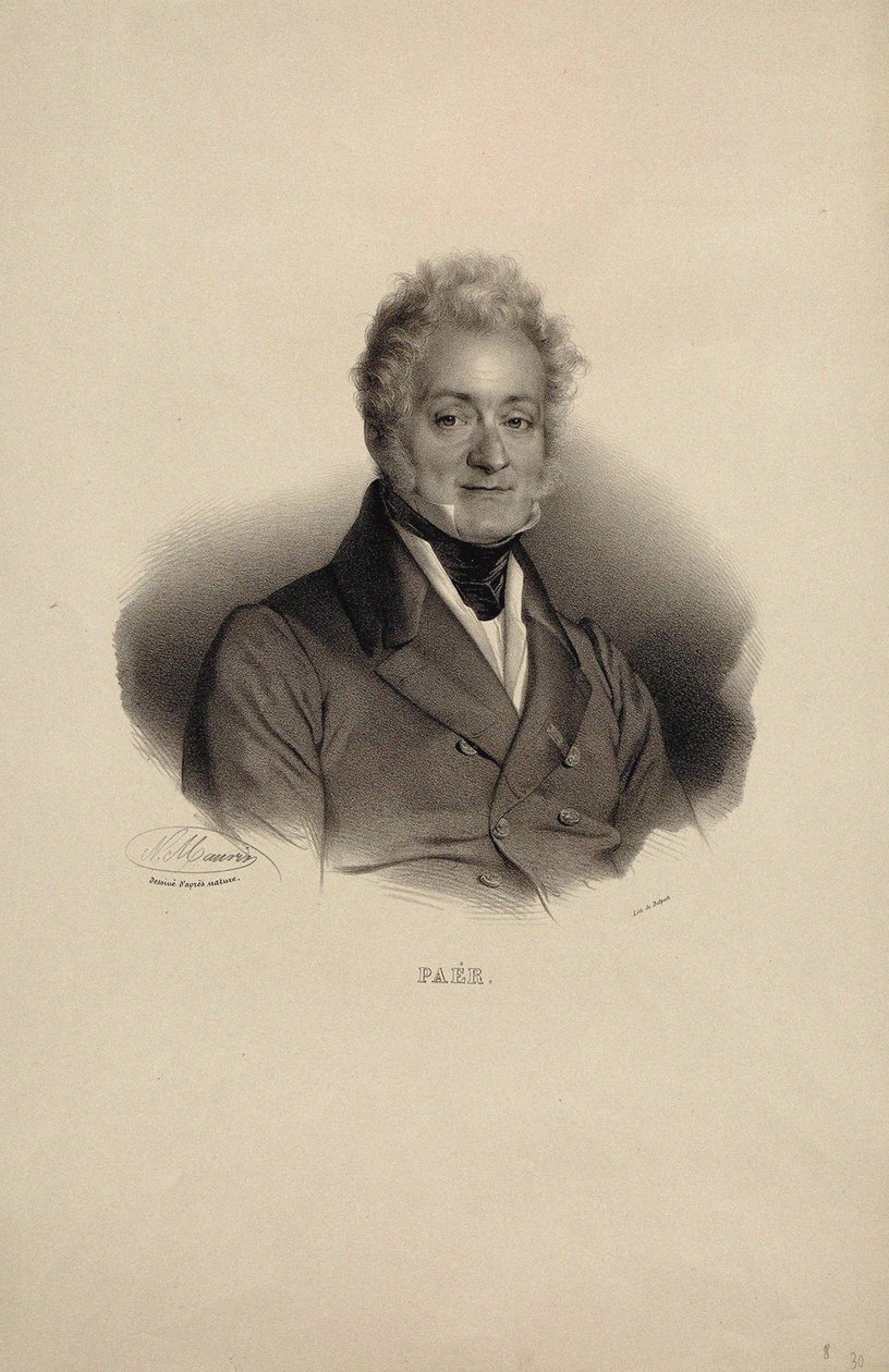 Portrett av komponisten Ferdinando Paer 1771-1839. av Nicolas Eustache Maurin