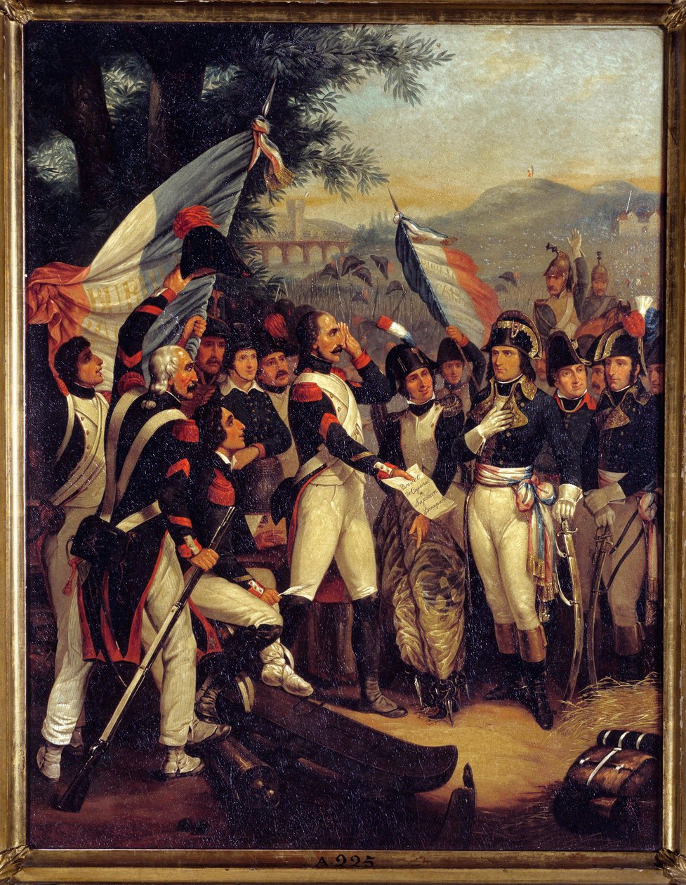 Korporalsertifikatet til Lodi 10/05/1796 Napoleon Bonaparte (1769-1821) mottok korporalbeviset. Maleri av Nicolas Eustache Morin (1799-1850) 1799 Søn. 0,42x0,33 m Ile d'Aix, Napoleonsk museum av Nicolas Eustache Morin