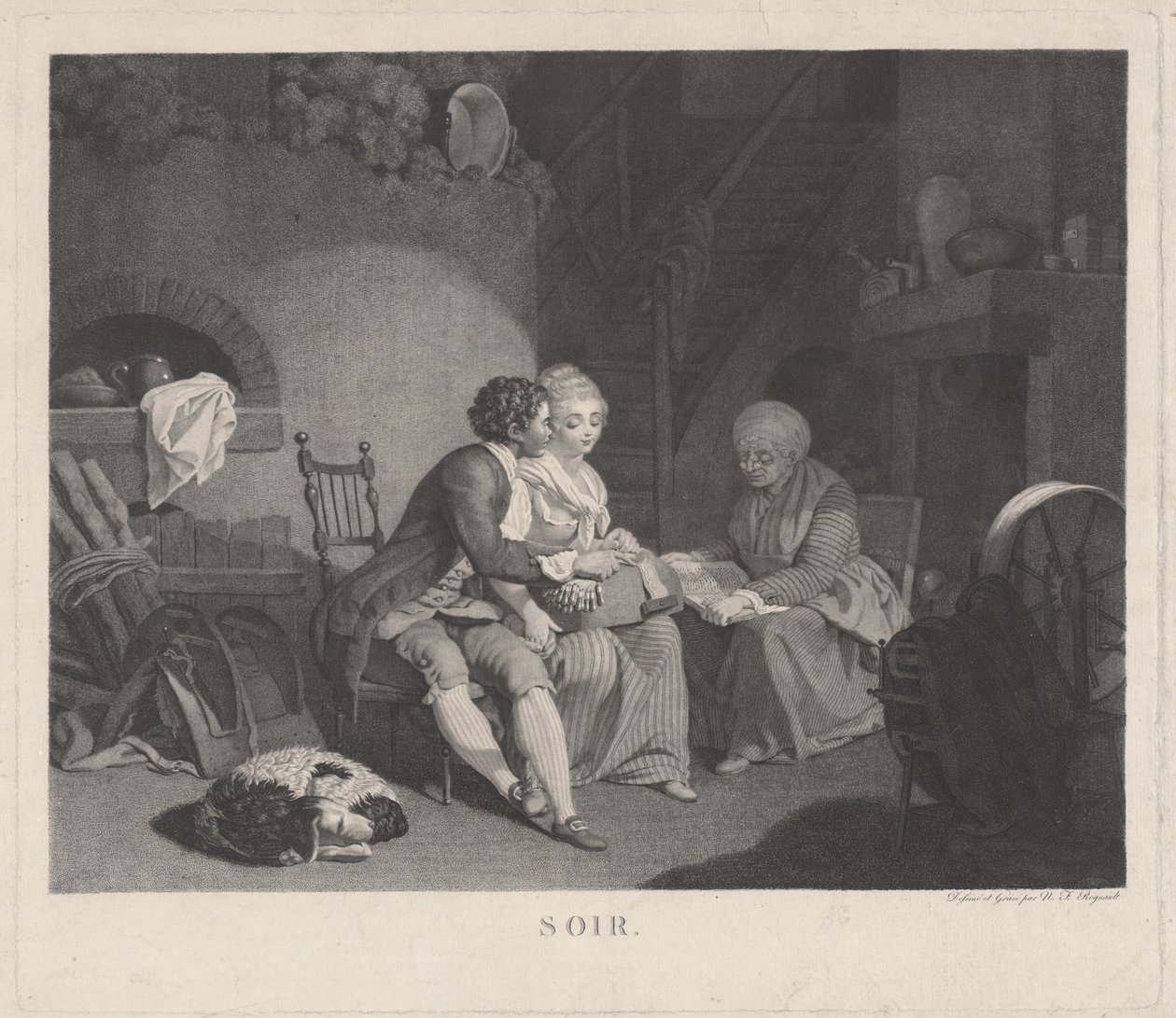 Soir-aften, 1780-tallet. av Nicolas Francois Regnault