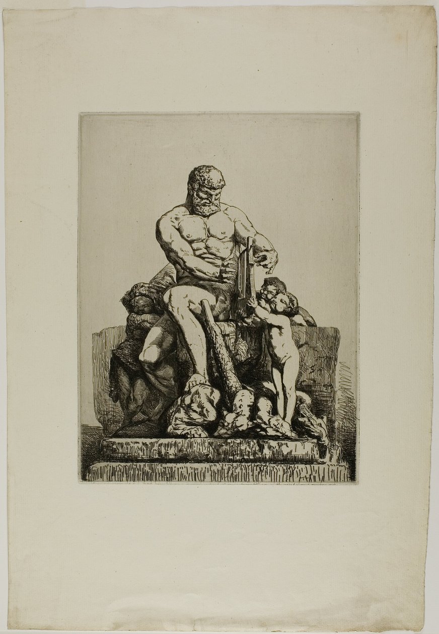 Hercules, plate en fra Twelve Etchings av Chifflart av Nicolas François Chifflart