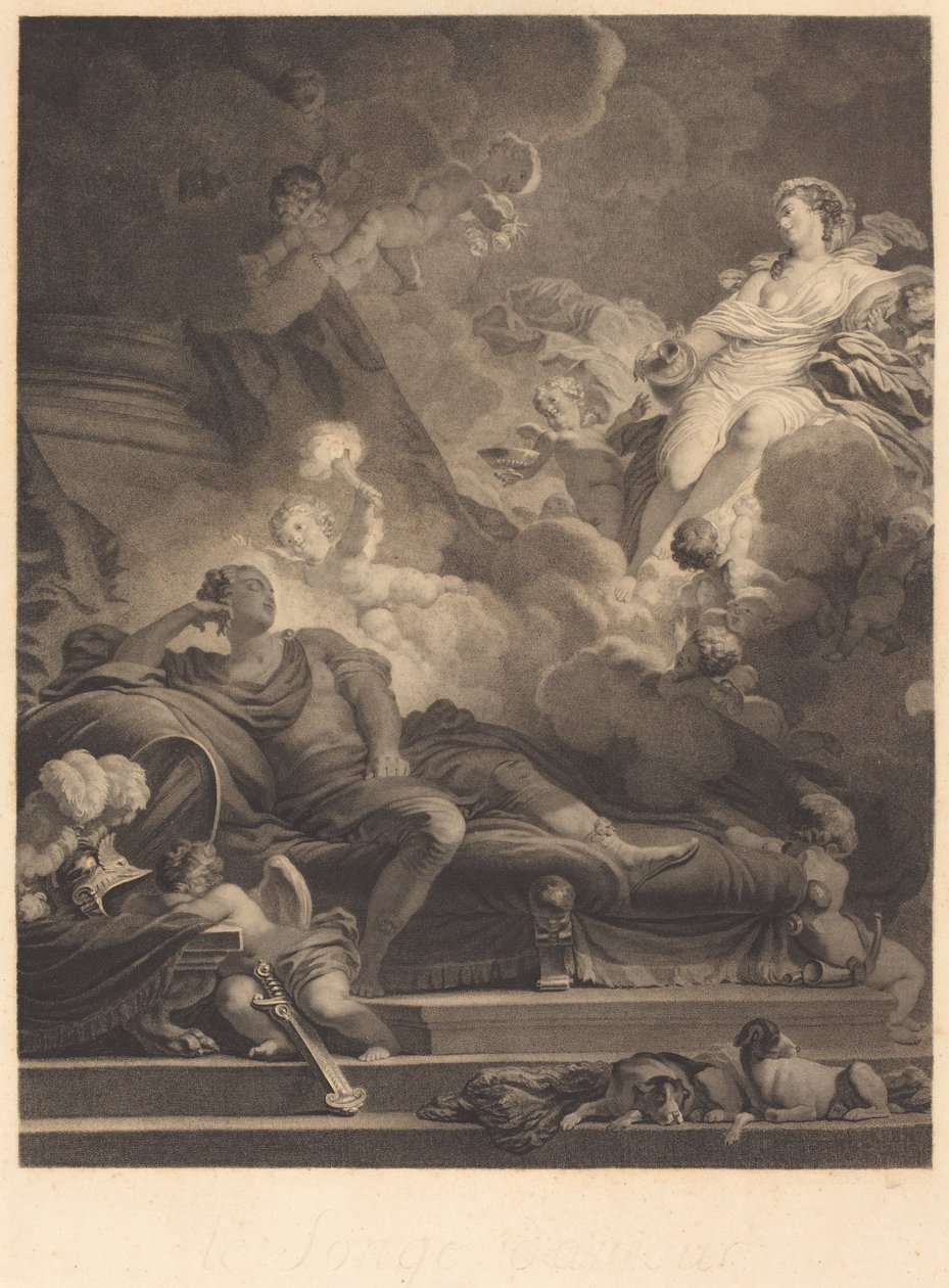 Kjærlighetens drøm av Nicolas François Regnault after Jean Honoré Fragonard