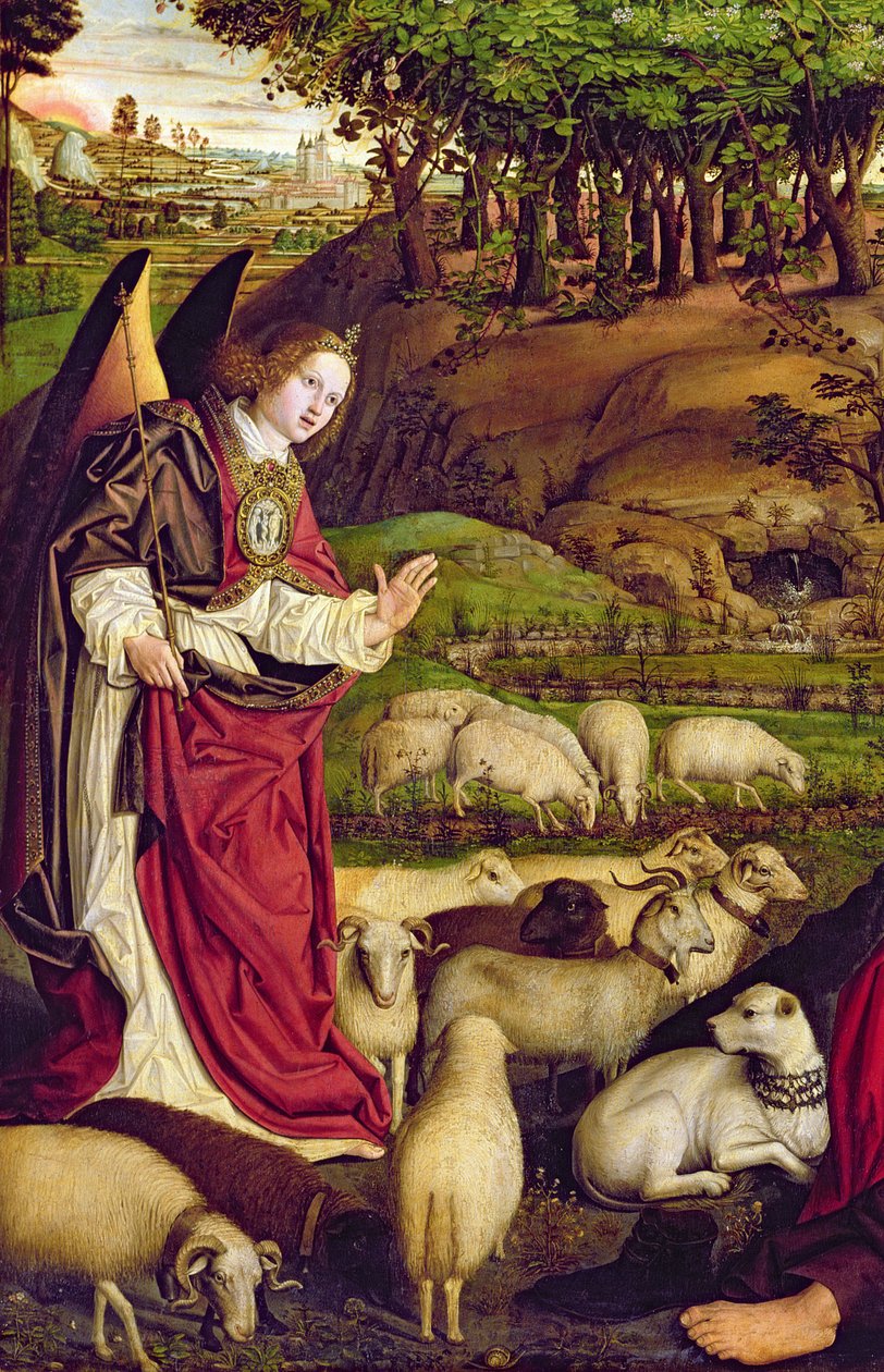 The Triptych of Moses and the Burning Bush, ca. 1476 (detalj av 173010) av Nicolas Froment