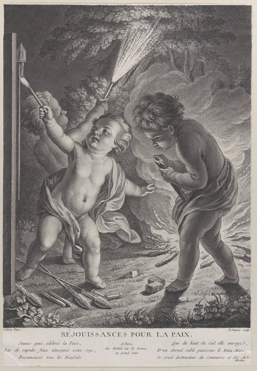 Celebrating Peace Celebrating Peace, tre putti med fyrverkeri, 1745-71., 1745-71. av Nicolas Gabriel Dupuis