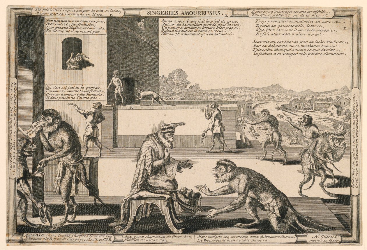 Singeries Amouresuses, plate 2 av Nicolas Guerard