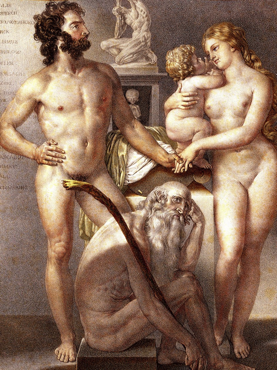 Menneskets anatomi - The 3 Ages 1884 av Nicolas Henri (after) Jacob