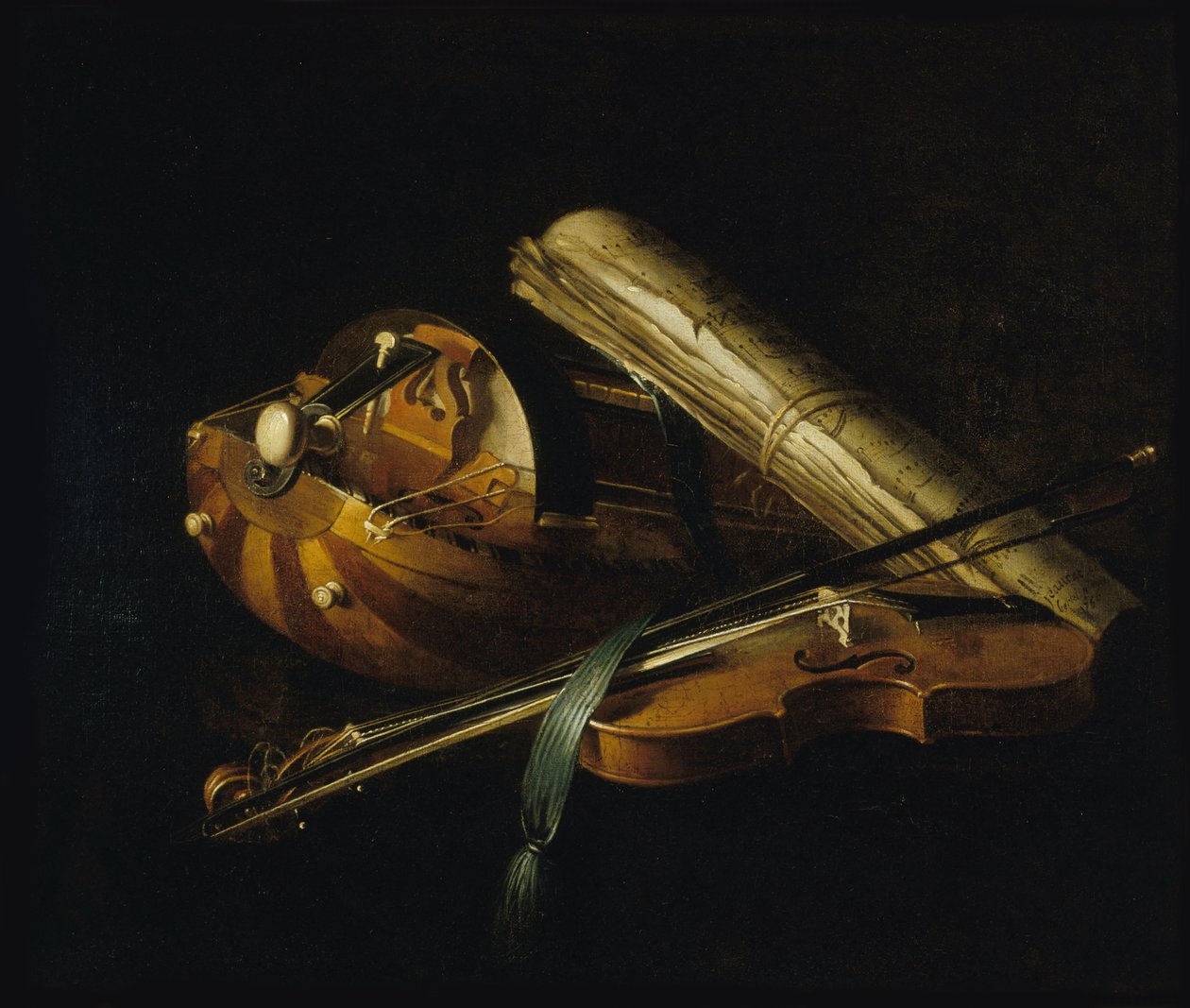 Stilleben med musikkinstrumenter, 1756. av Nicolas Henri Jeaurat de Bertry