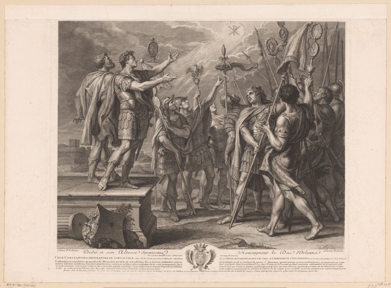 Korsets tegn vises i himmelen for keiser Konstantin Crux Constantino imperatori in coelo visa / La croix apparoit dans le ciel a l