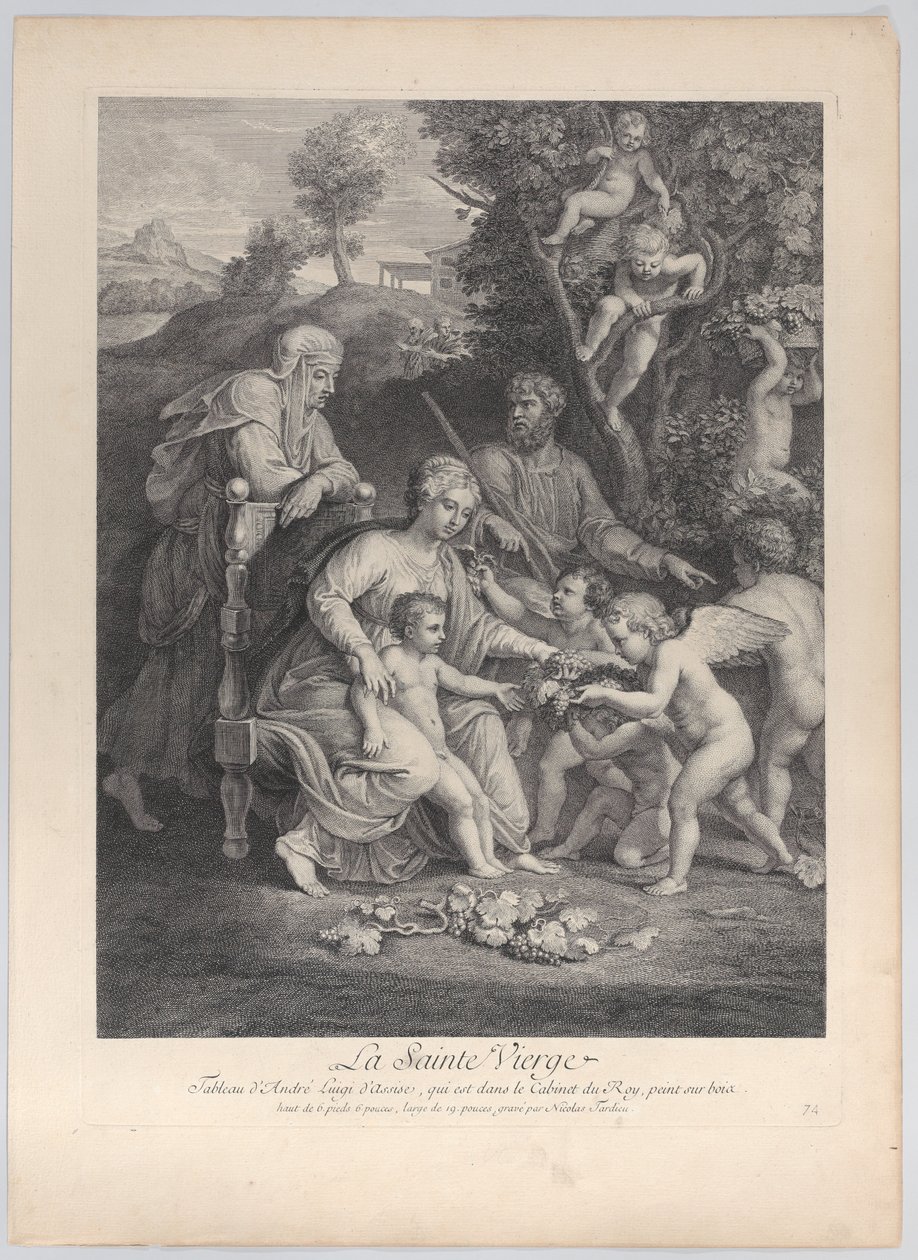 Den hellige familie med Saint Elizabeth og engler, ca. 1729., ca. 1729. av Nicolas Henri Tardieu
