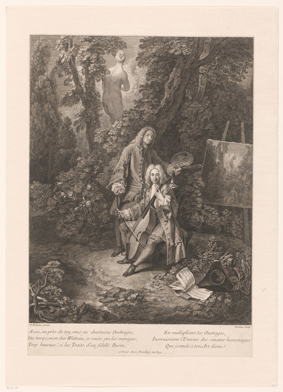 To galante menn i et parklandskap av Nicolas Henri Tardieu