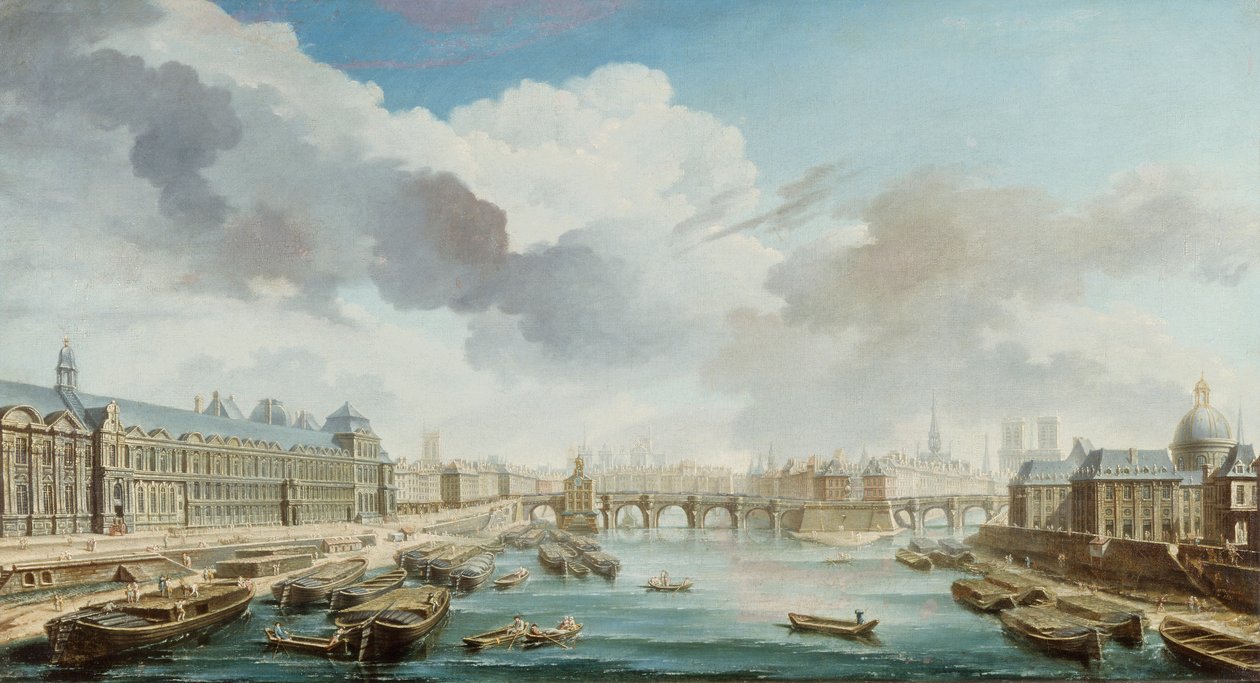 Louvre, Pont-Neuf og Collège des Quatre-Nations, 1755. av Nicolas Jean Baptiste Raguenet