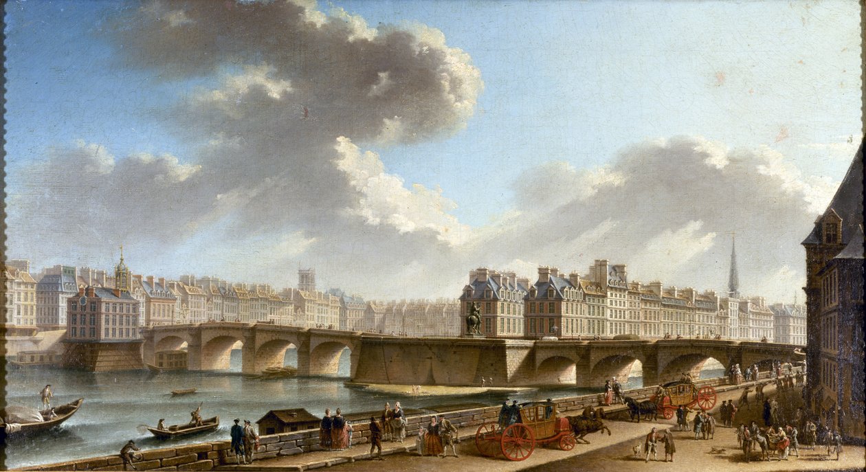 Pont-Neuf og byen, sett fra Quai de Conti, 1772. av Nicolas Jean Baptiste Raguenet