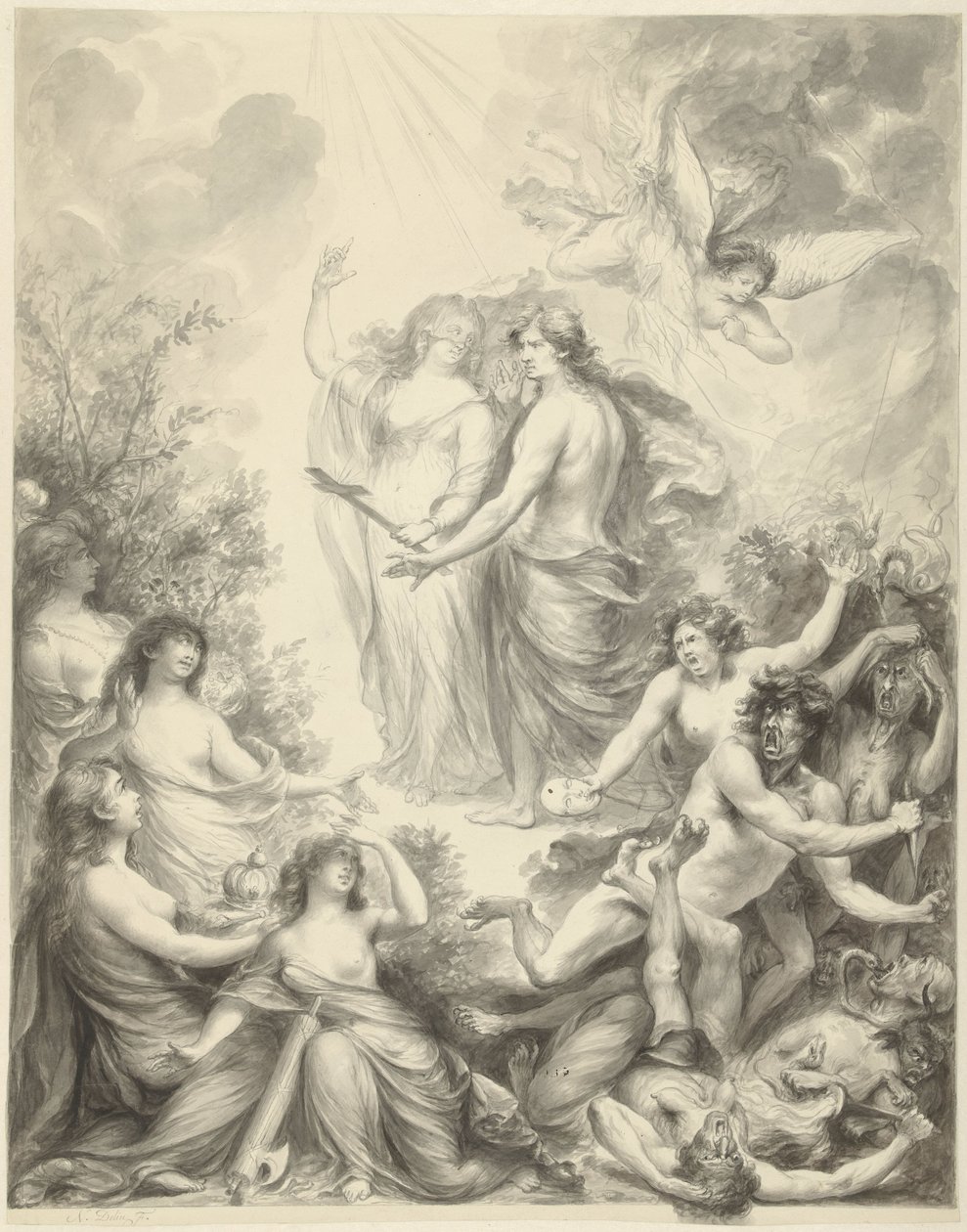 Allegori der Faith viser en mann den rette veien av Nicolas Joseph Delin