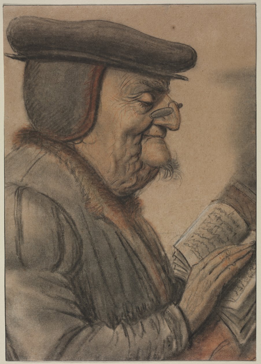 Eldre mann leser en bok, første halvdel av 1600-tallet. av Nicolas Lagneau