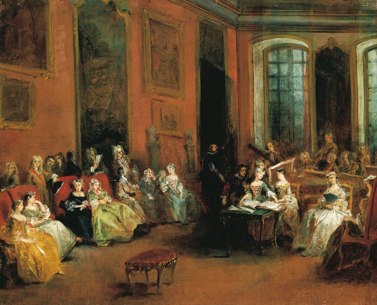 Konsert i Paris Hôtel av Pierre Crozat, ca. 1719-20 (olje på lerret) av Nicolas Lancret